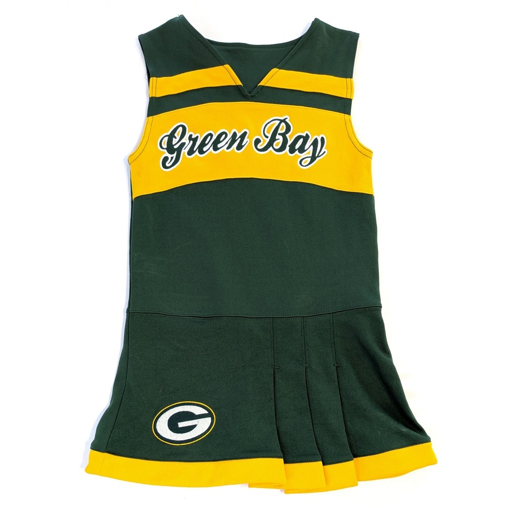 Green Bay Packers Girls Cheerleader Dress Green Gold Size Small 7/8 NFL Football